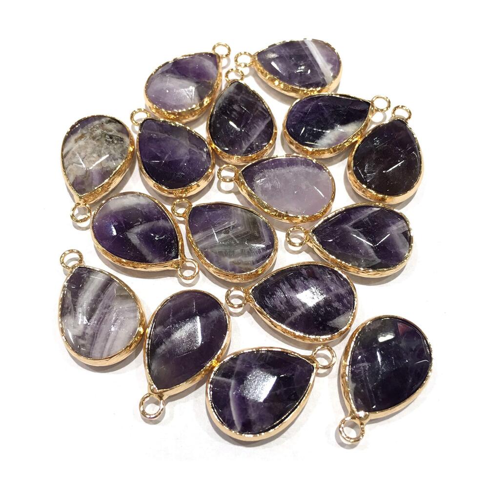 7927 natural stone pendants waterdrop shape faceted amethyst chakra reiki